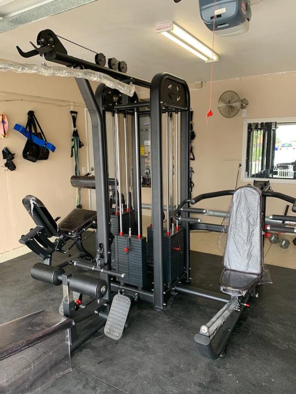 4 Stack Megatron Compact Multi-Gym - Muscle D Fitness - Space Saving - Leg Extension & Curl, Lat Pull, Low Row, Multi-Press