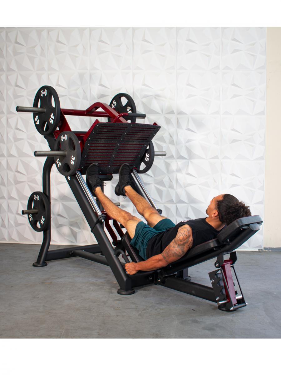 Pro Strength Linear Bearing Leg Press - Muscle D Fitness - Adjustable Back Pad - Plate Loaded