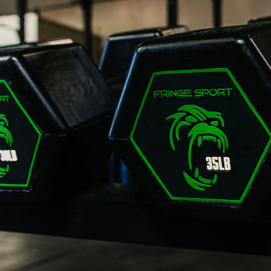 Fringe Sport Silverback Rubber Dumbbell Set – 80 to 100 lb (5 Pairs)