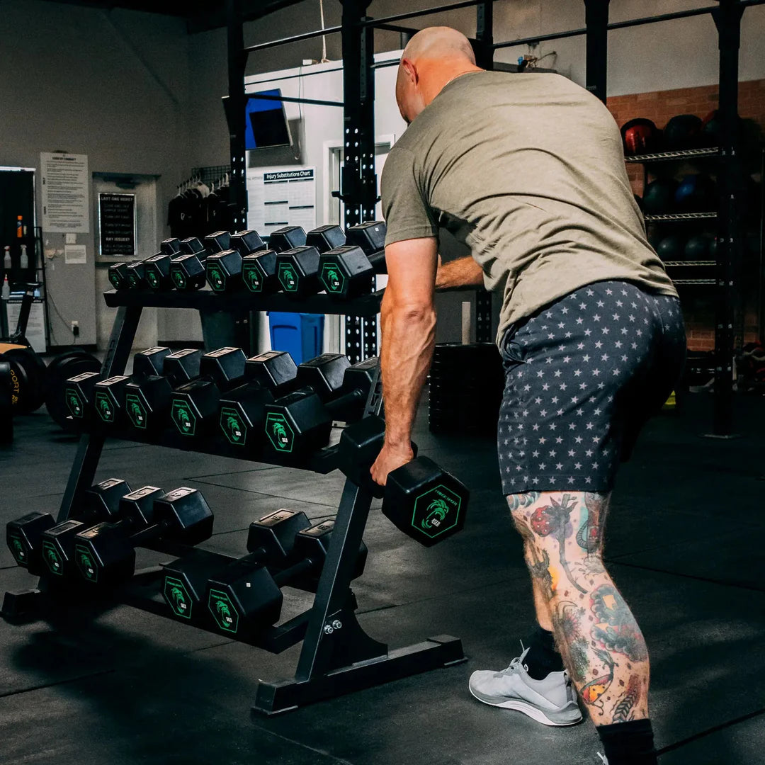 Fringe Sport Silverback Rubber Dumbbell Set – 80 to 100 lb (5 Pairs)