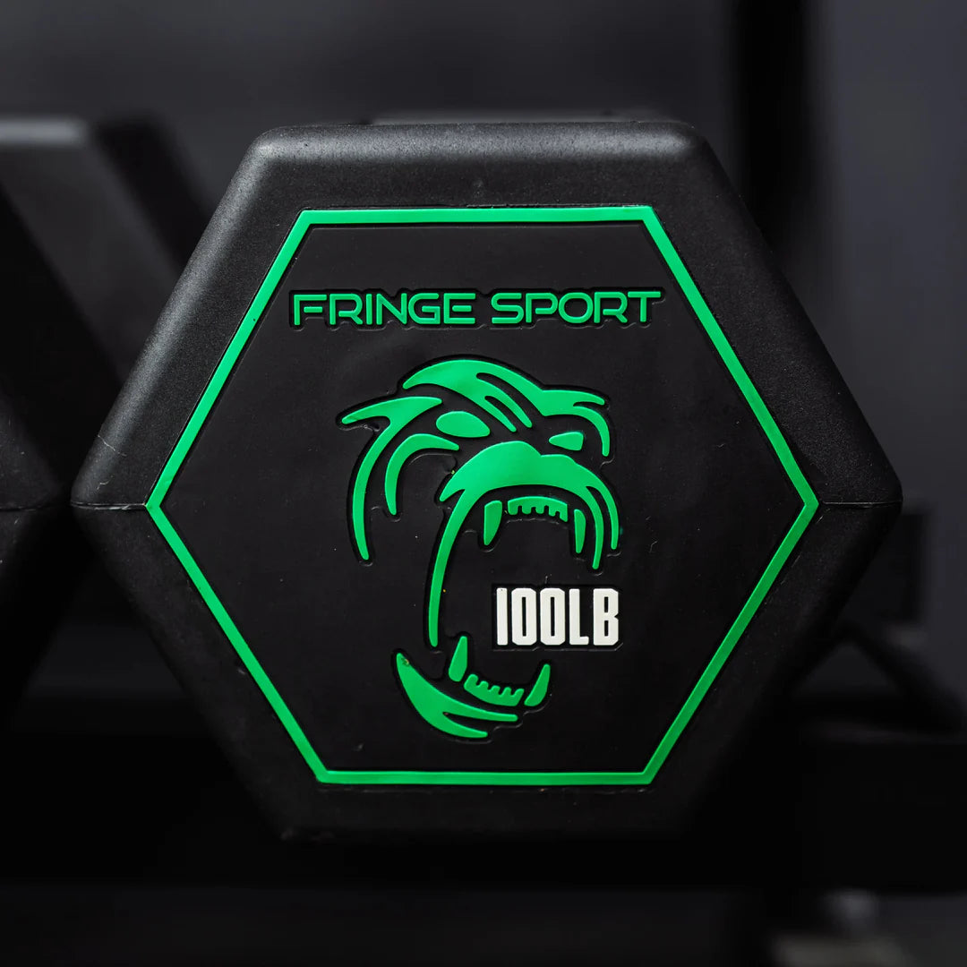 Fringe Sport Silverback Rubber Dumbbell Set – 80 to 100 lb (5 Pairs)