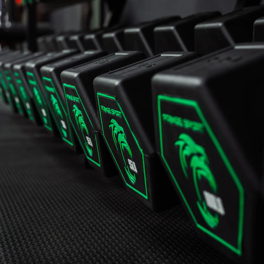 Fringe Sport Silverback Rubber Dumbbell Set – 80 to 100 lb (5 Pairs)