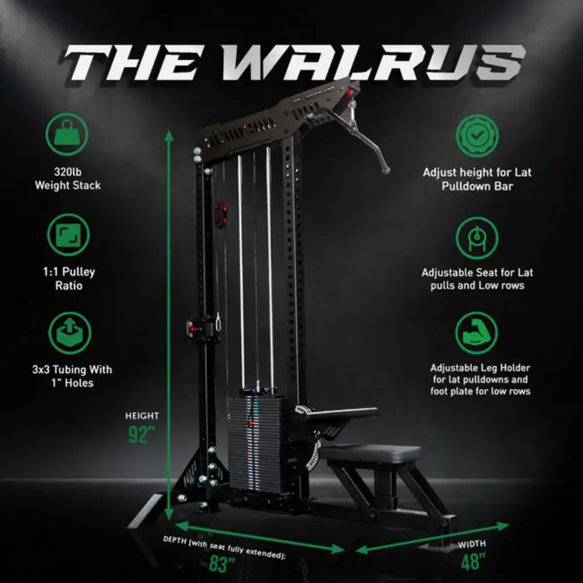 Fringe Sport “The Walrus” – Single Tower Low Row & Lat Pulldown Machine