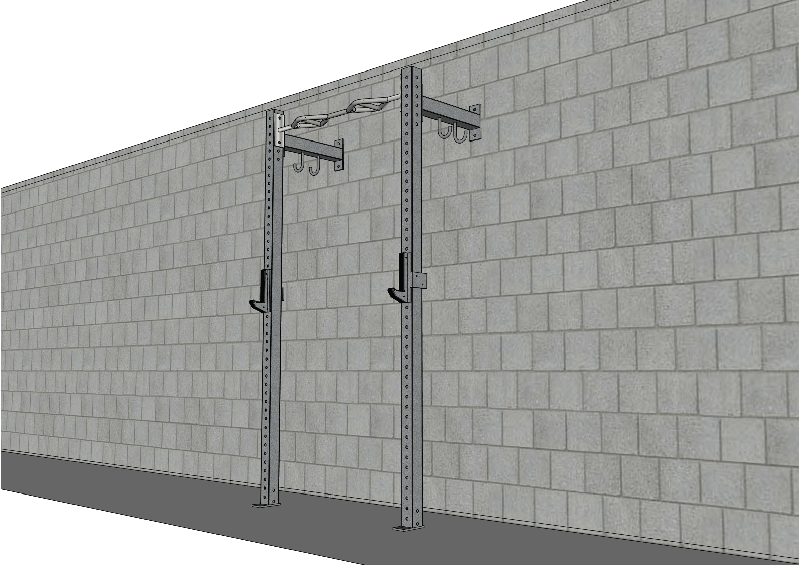 TGrip Commercial 4' Low Profile Wall Mount Rig Fitness Kits - 3x3 Steel - Functional Multi-Grip Pull-Up - Sandwich Style J-Hooks
