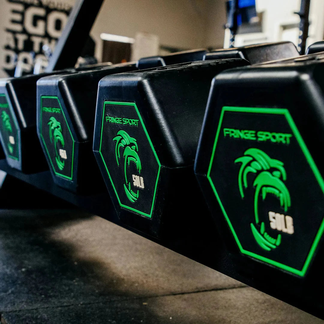 Fringe Sport Silverback Rubber Dumbbell Set – 80 to 100 lb (5 Pairs)