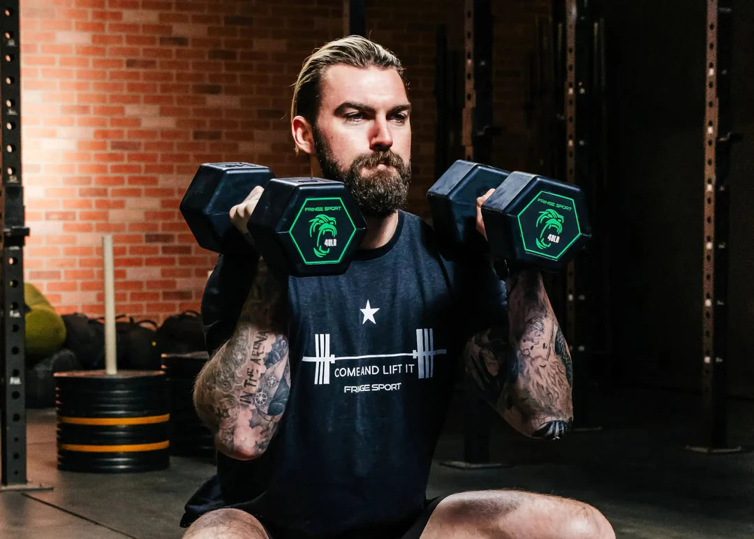 Fringe Sport Silverback Rubber Dumbbell Set – 80 to 100 lb (5 Pairs)