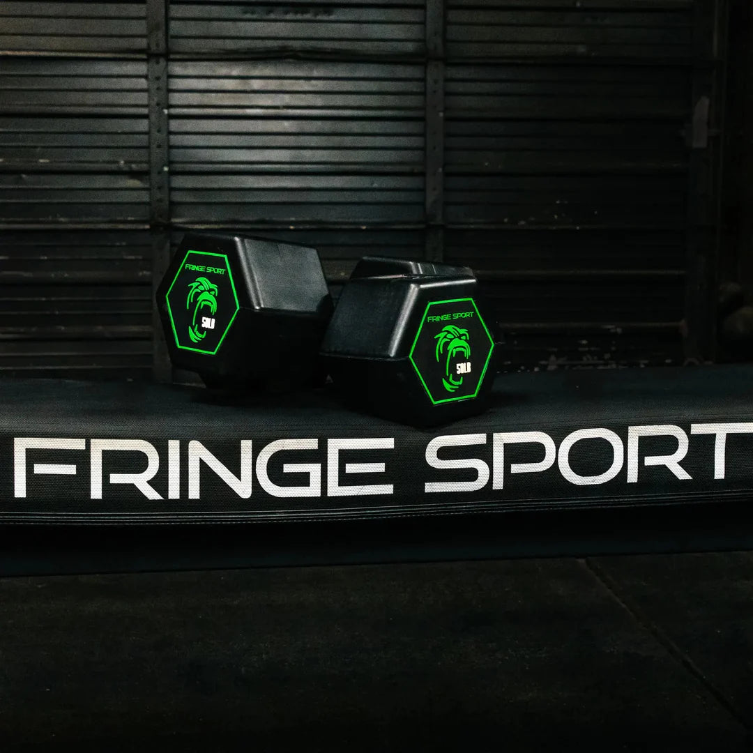 Fringe Sport Silverback Rubber Dumbbell Set – 80 to 100 lb (5 Pairs)