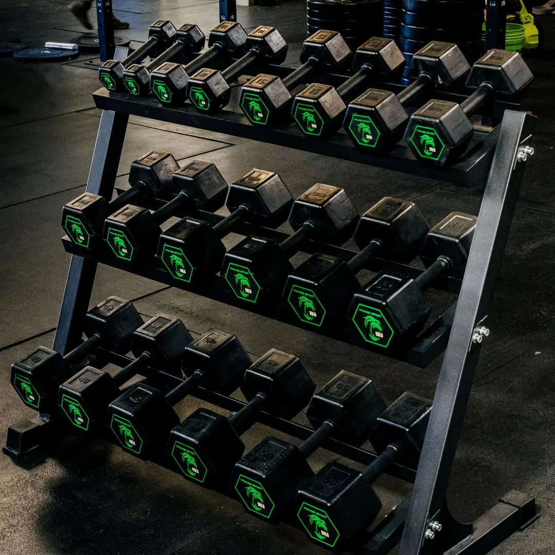 Fringe Sport Silverback Rubber Dumbbell Set – 80 to 100 lb (5 Pairs)