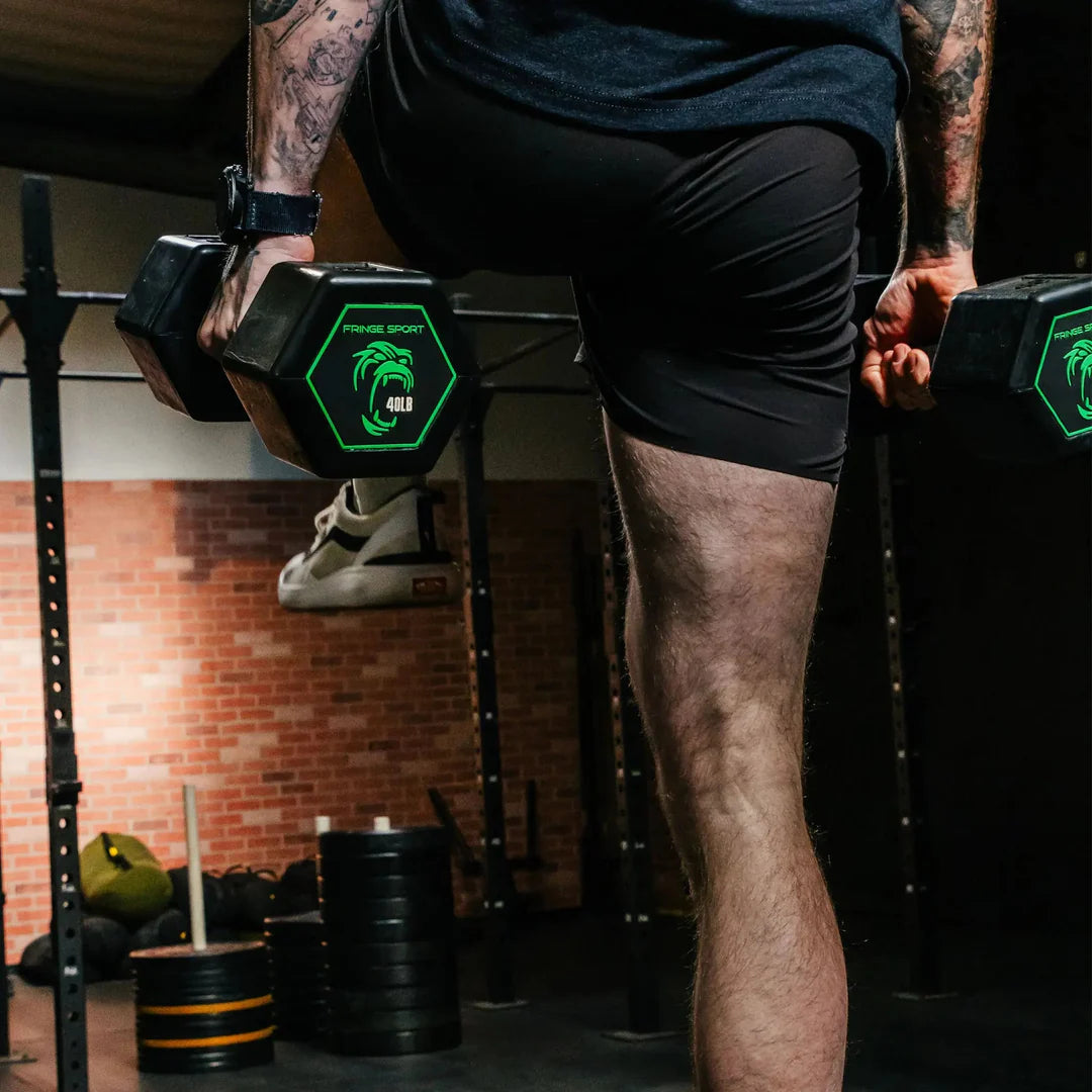 Fringe Sport Silverback Rubber Dumbbell Set – 80 to 100 lb (5 Pairs)