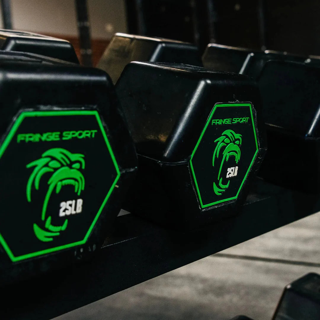 Fringe Sport Silverback Rubber Dumbbell Set – 80 to 100 lb (5 Pairs)