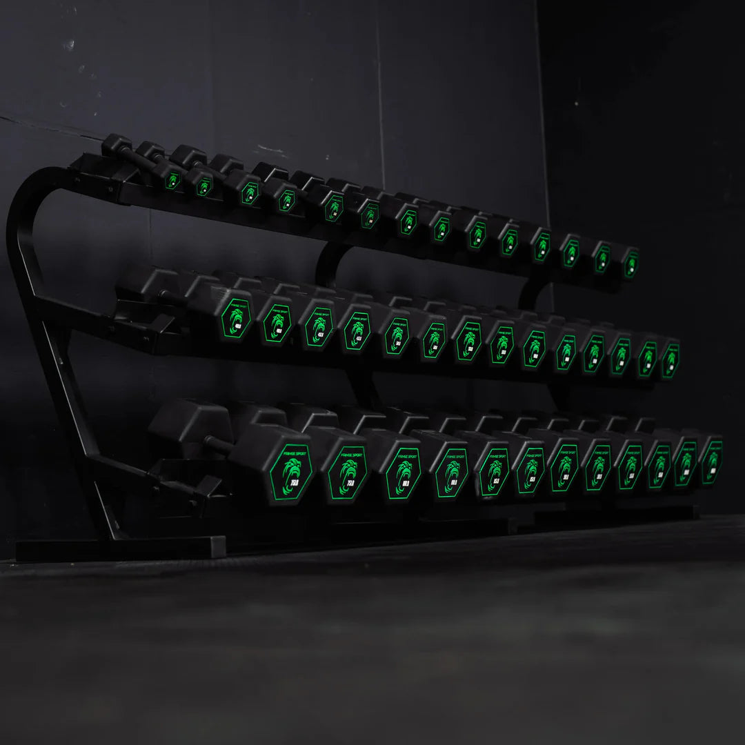 Fringe Sport Silverback Rubber Dumbbell Set – 80 to 100 lb (5 Pairs)