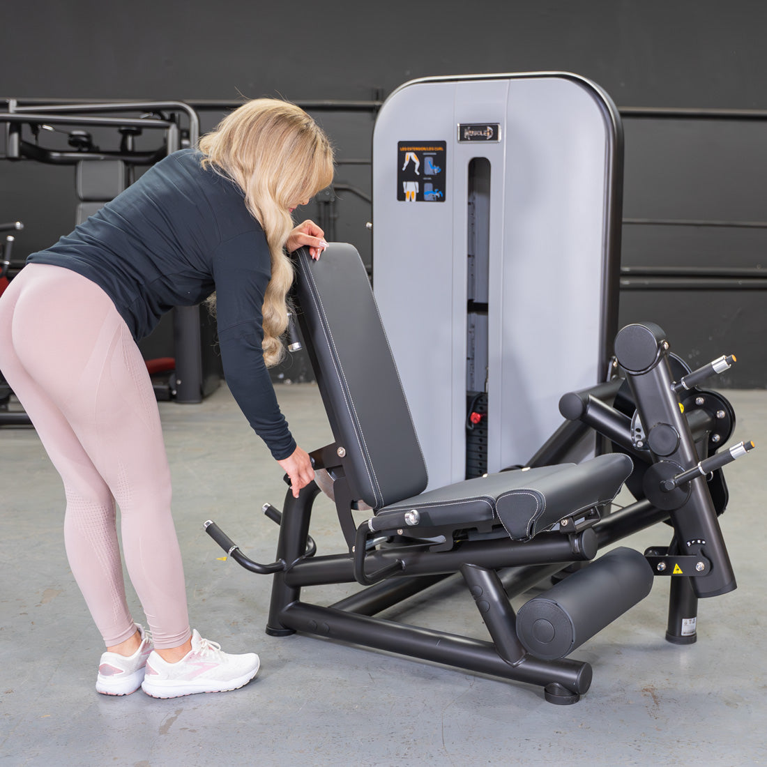 Vogue Leg Extension/Prone Leg Curl Combo - Muscle D Fitness - Seated - Adjustable - Pin Selectorized - Quads Hamstring Machine