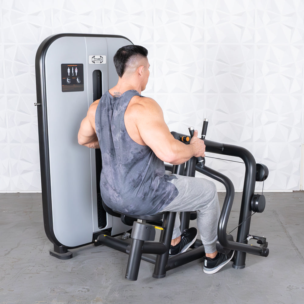 Vogue Seated Row - Muscle D Fitness - Adjustable Seat - Pin Selectorized - Lat Workout