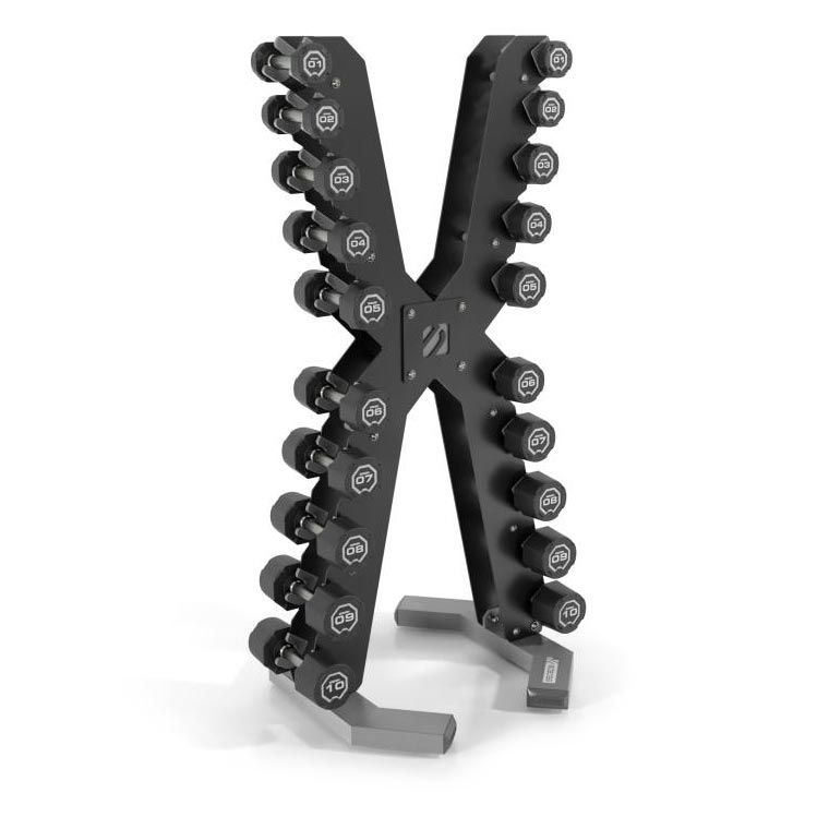 Escape Fitness 5–50lb Urethane Dumbbell Set with XRACK 2.0 Vertical Rack